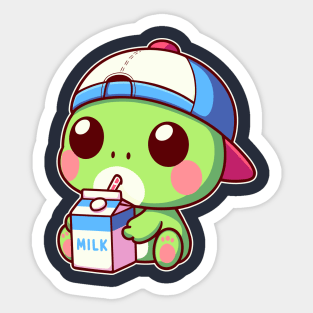 Cute Frog Drinking Milk Kawaii Anime Toad Sticker